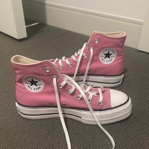 Converse Pink Platform High-Top Sneakers Classic Canvas Design